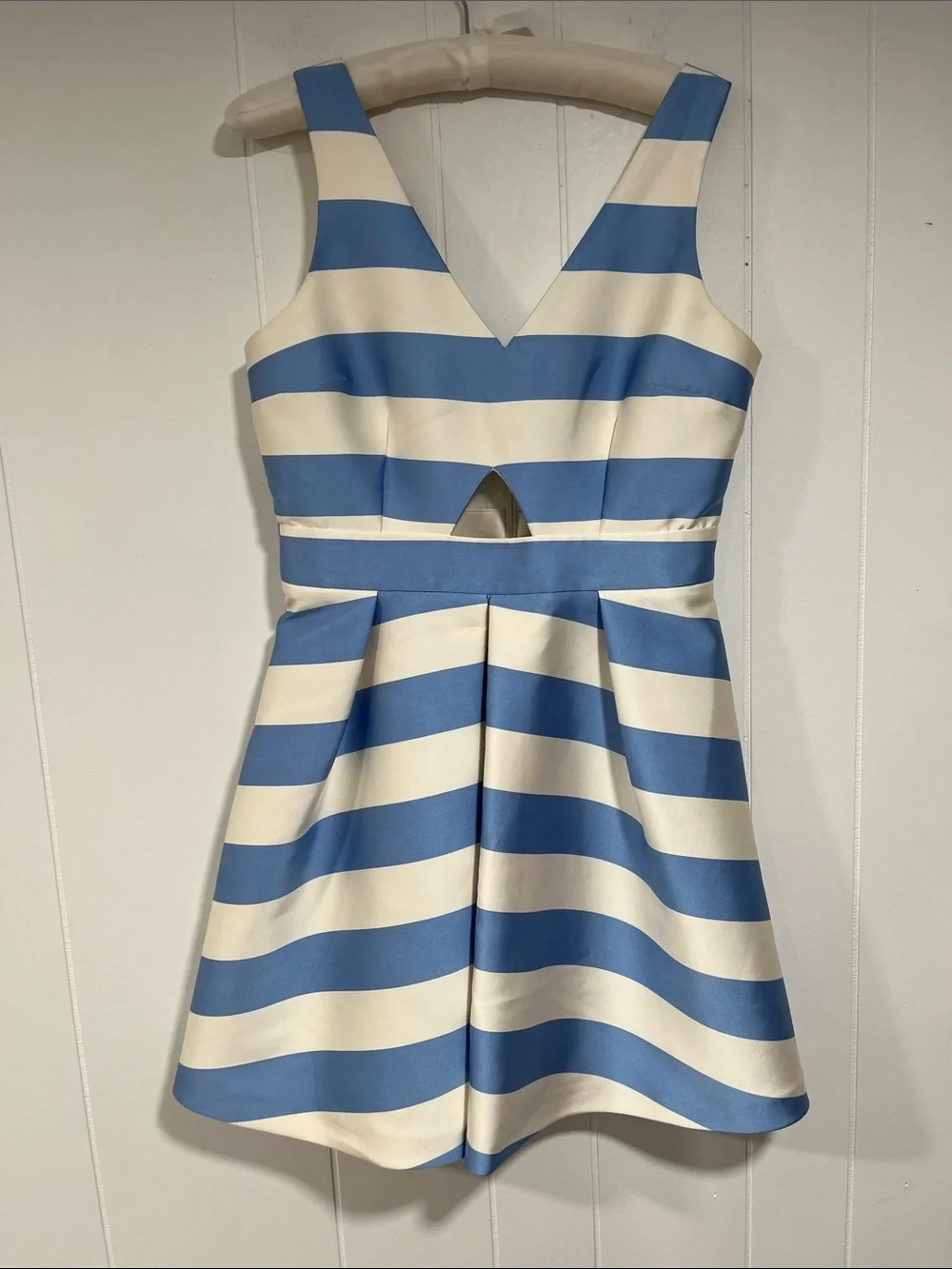 Topshop Blue and Cream Striped V‑Neck Party Dress